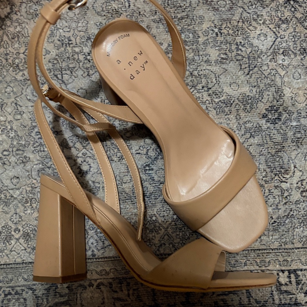 a new day Tan Strappy Block Heel Sandals